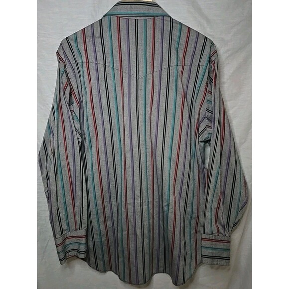 Wrangler Western Cowboy Cut Regular Fit Pearl Snap Long Sleeve Shirt 17 x 35 - Picture 6 of 6
